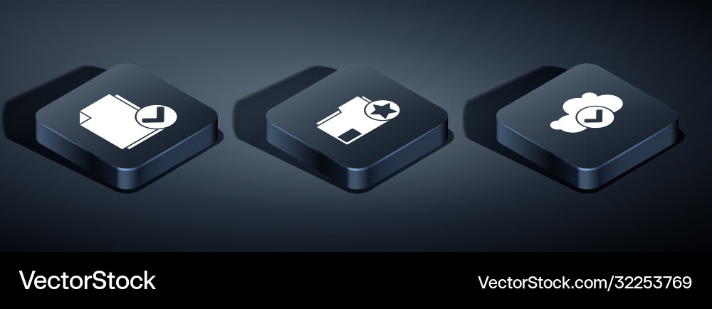 Set isometric document and check mark cloud Vector Image