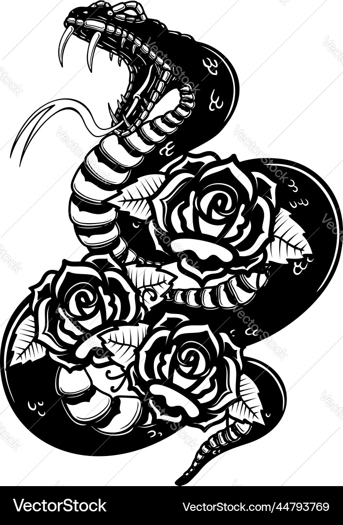 Snake on the background with roses design element Snake on the background with roses design element vector image