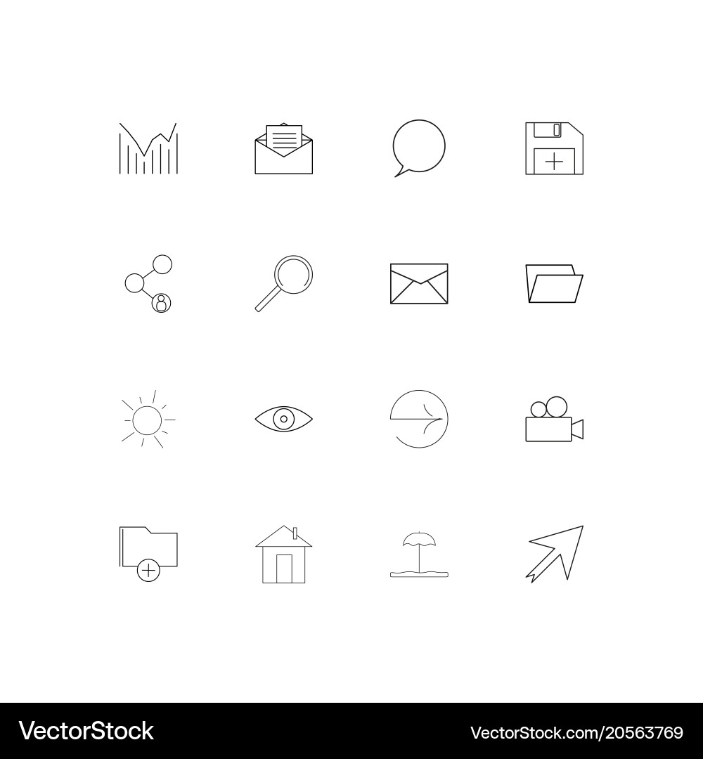 User interface simple linear icons set outlined Vector Image