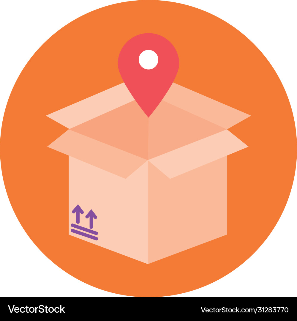 Box with pin location delivery service block style Vector Image