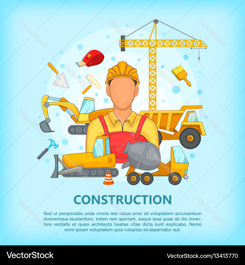 Building process concept erector cartoon style Building process concept erector cartoon style vector image
