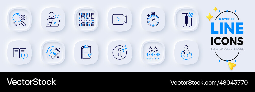 Cashback timer and share line icons for web app Vector Image