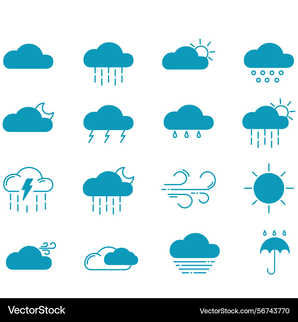 Clouds icons set of in different form Clouds icons set of in different form Vector Image