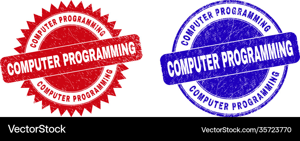 Computer programming round and rosette watermarks Computer programming round and rosette watermarks vector image