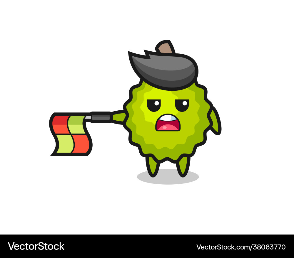 Durian character as line judge hold flag vector image