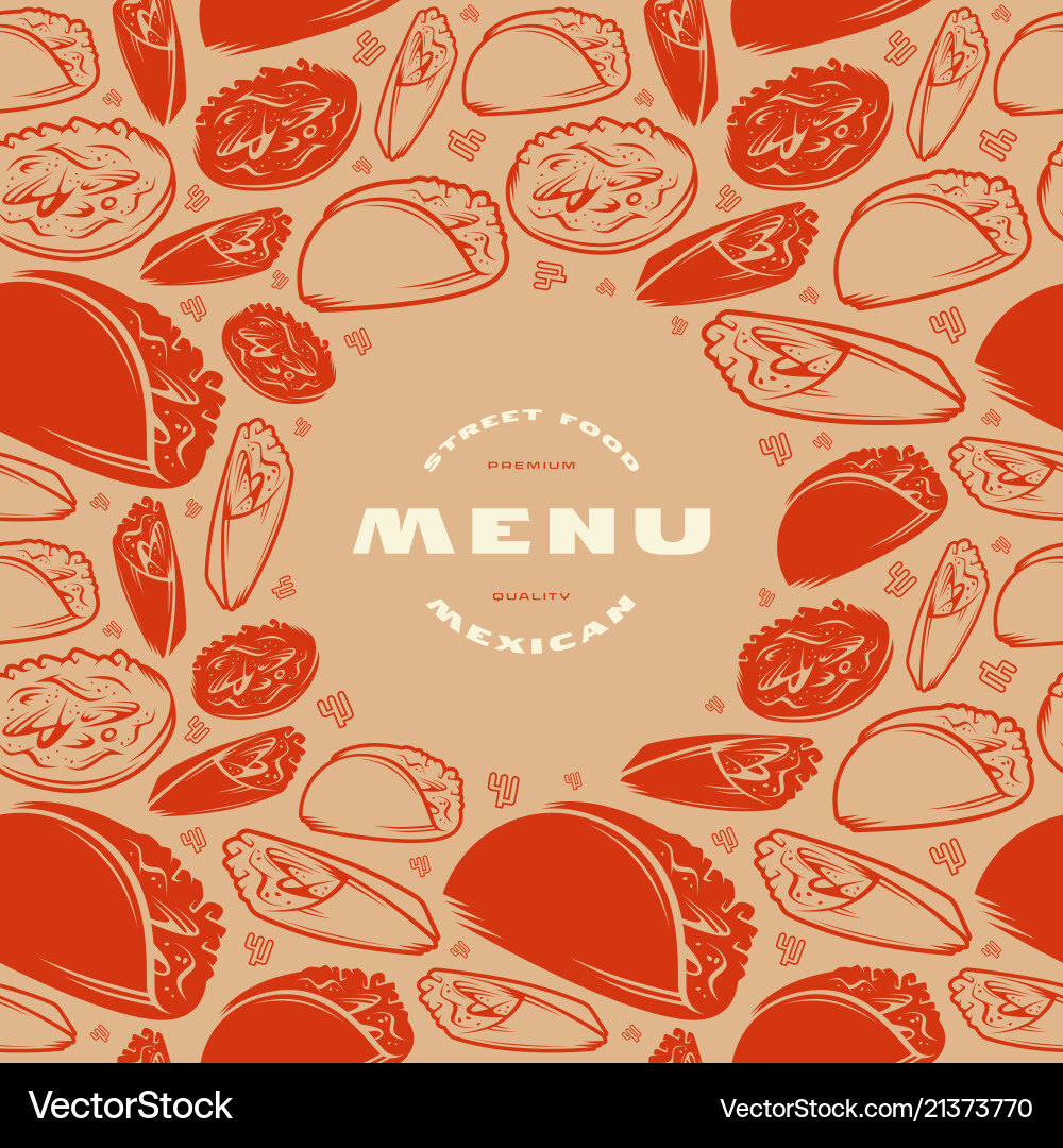 Mexican menu label and frame with pattern Mexican menu label and frame with pattern vector image