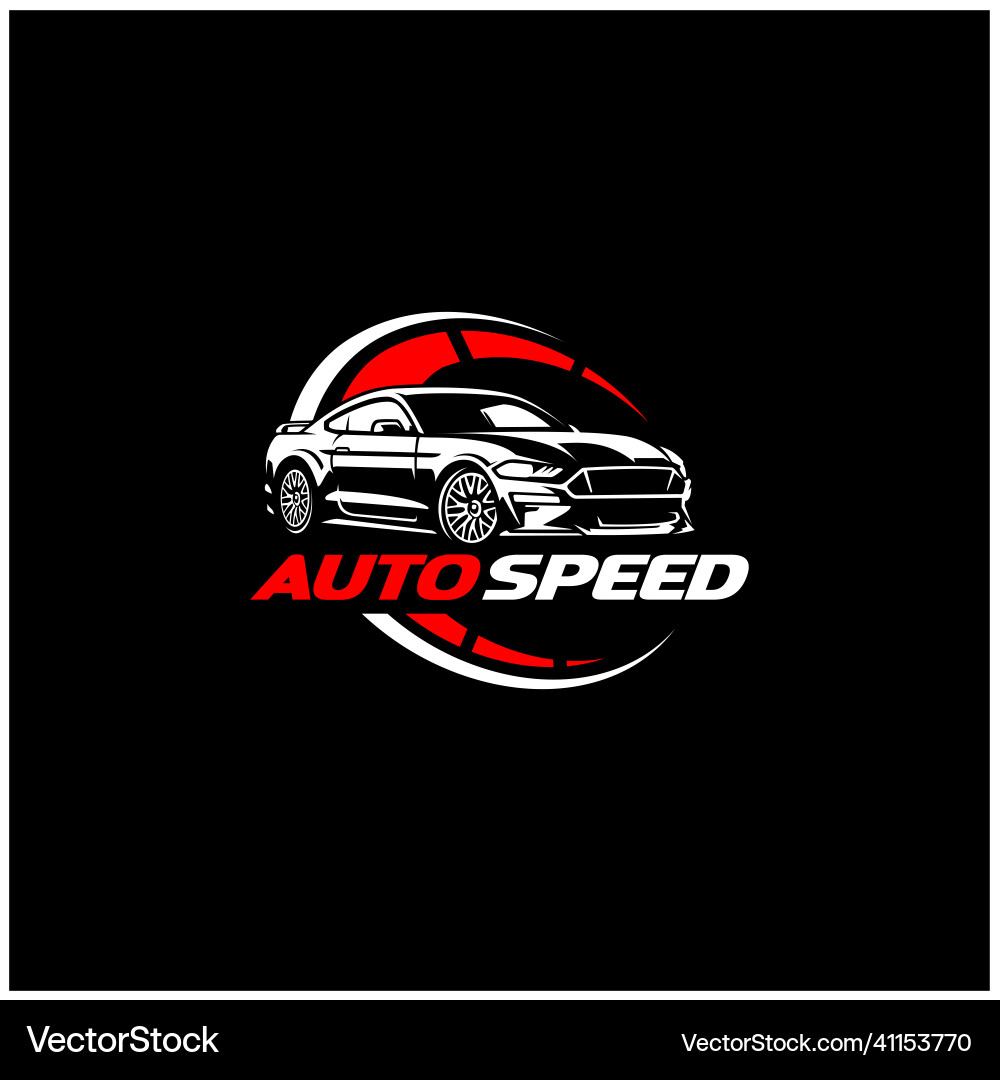 Modern Car Logo Concept - Black Background Vector Image