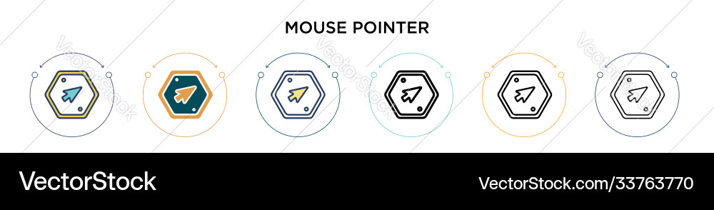 Mouse pointer icon in filled thin line outline Mouse pointer icon in filled thin line outline vector image