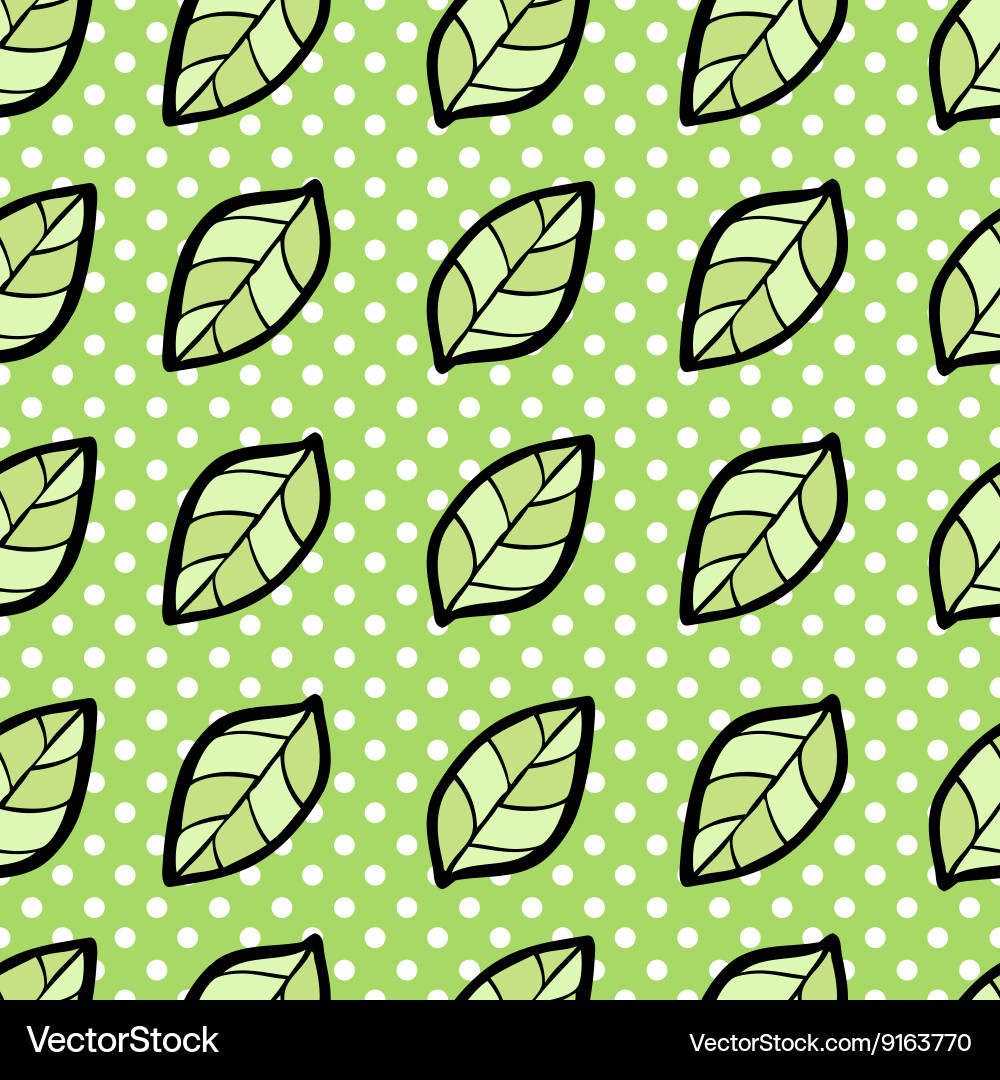 Seamless pattern with leaf on dotted background vector image