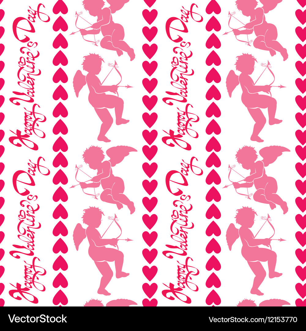 Seamless pattern with silhouettes of angel Vector Image