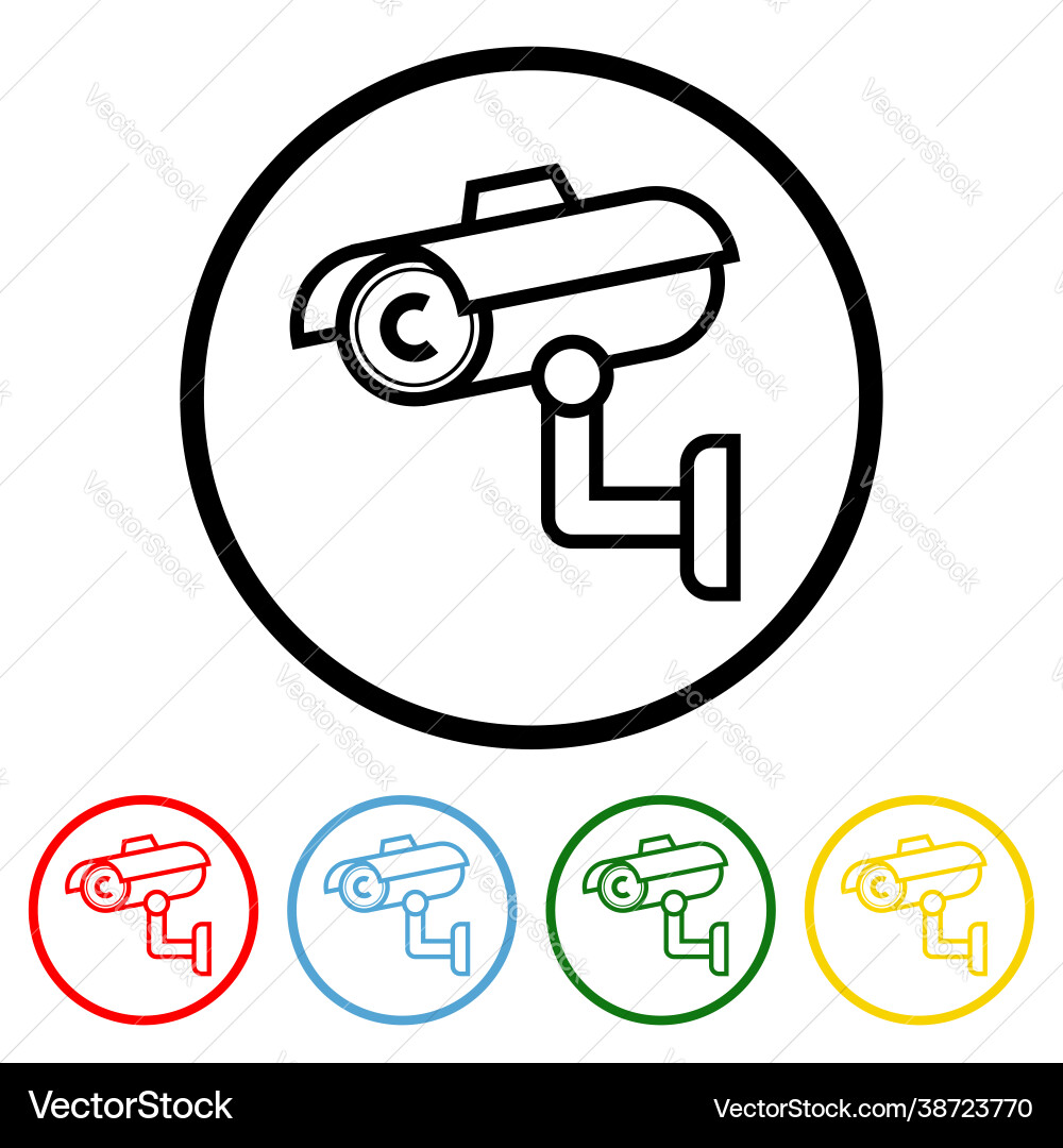 Security camera icon with color variations Security camera icon with color variations vector image