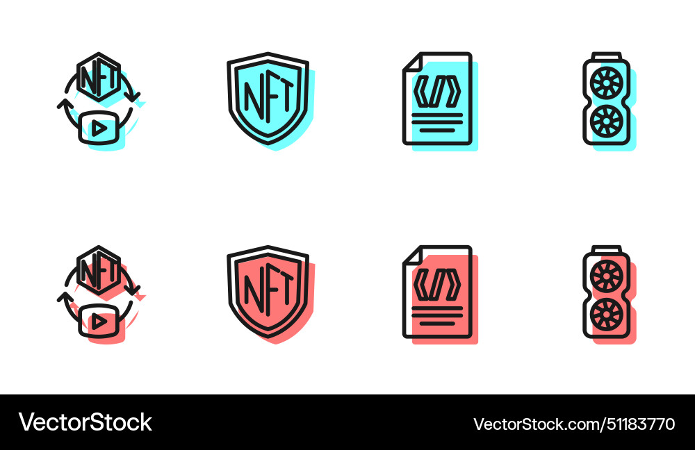 Set line binary code nft digital crypto art Set line binary code nft digital crypto art vector image