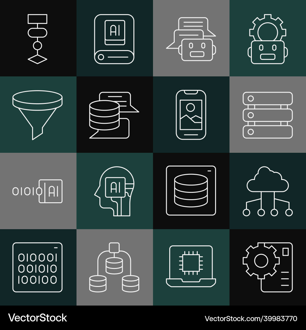 Set line neural network cloud connection Set line neural network cloud connection vector image