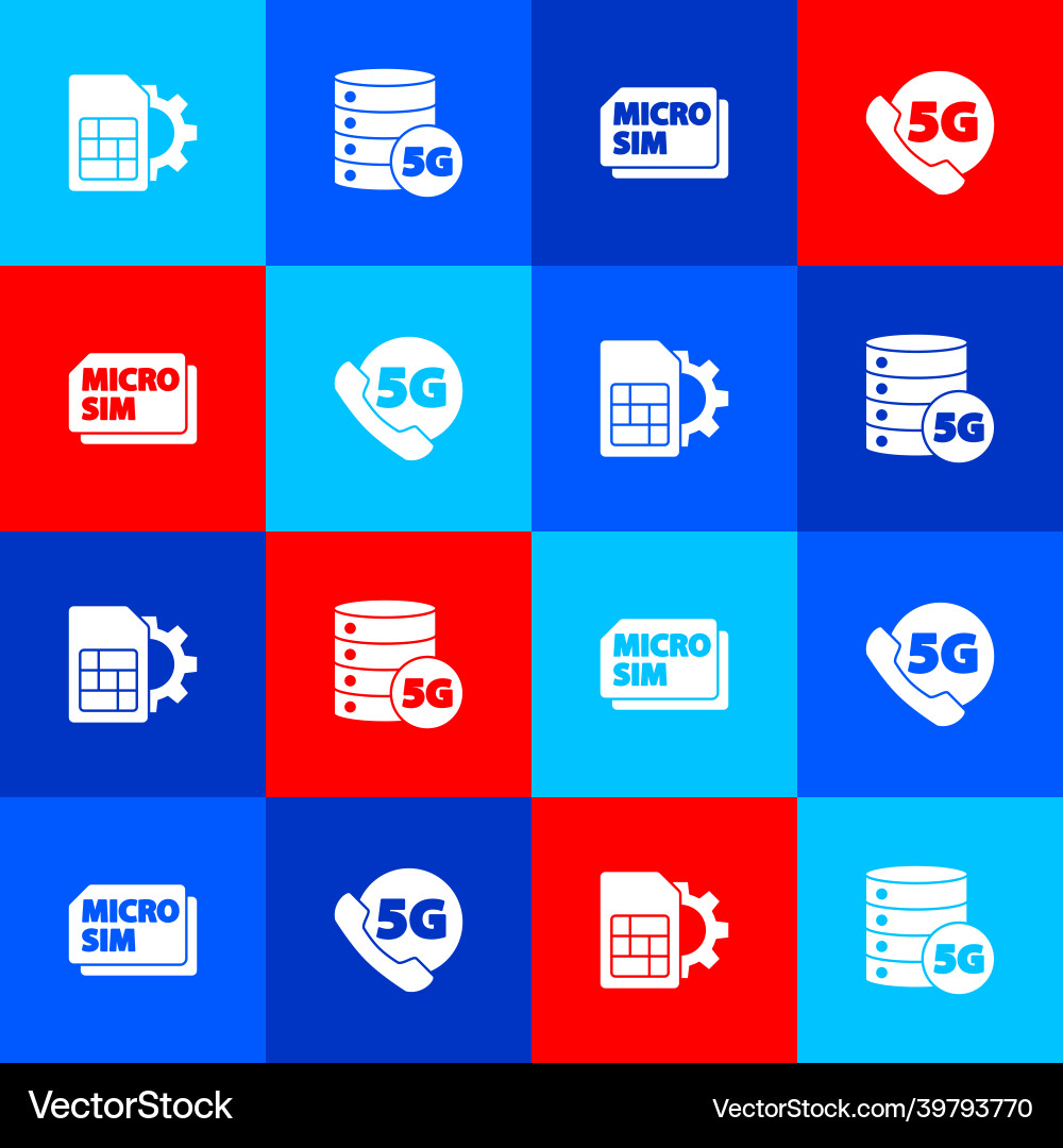 Set sim card setting server 5g network micro Set sim card setting server 5g network micro vector image