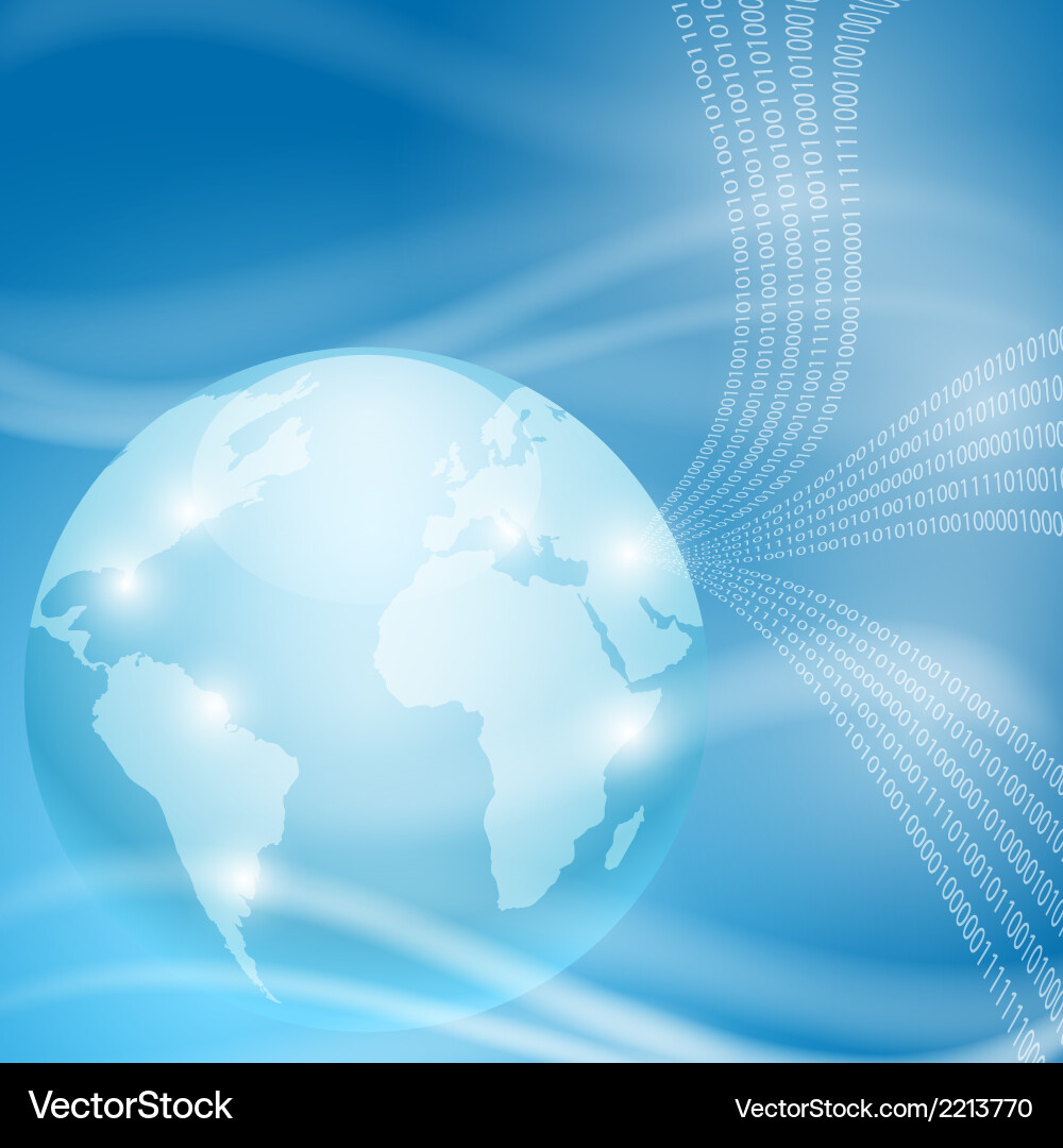 Stream of binary code to globe vector image