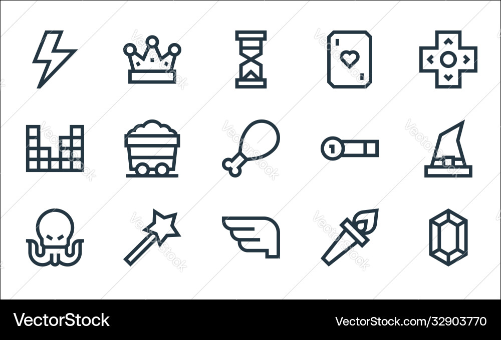 Video game elements line icons linear set quality Video game elements line icons linear set quality vector image