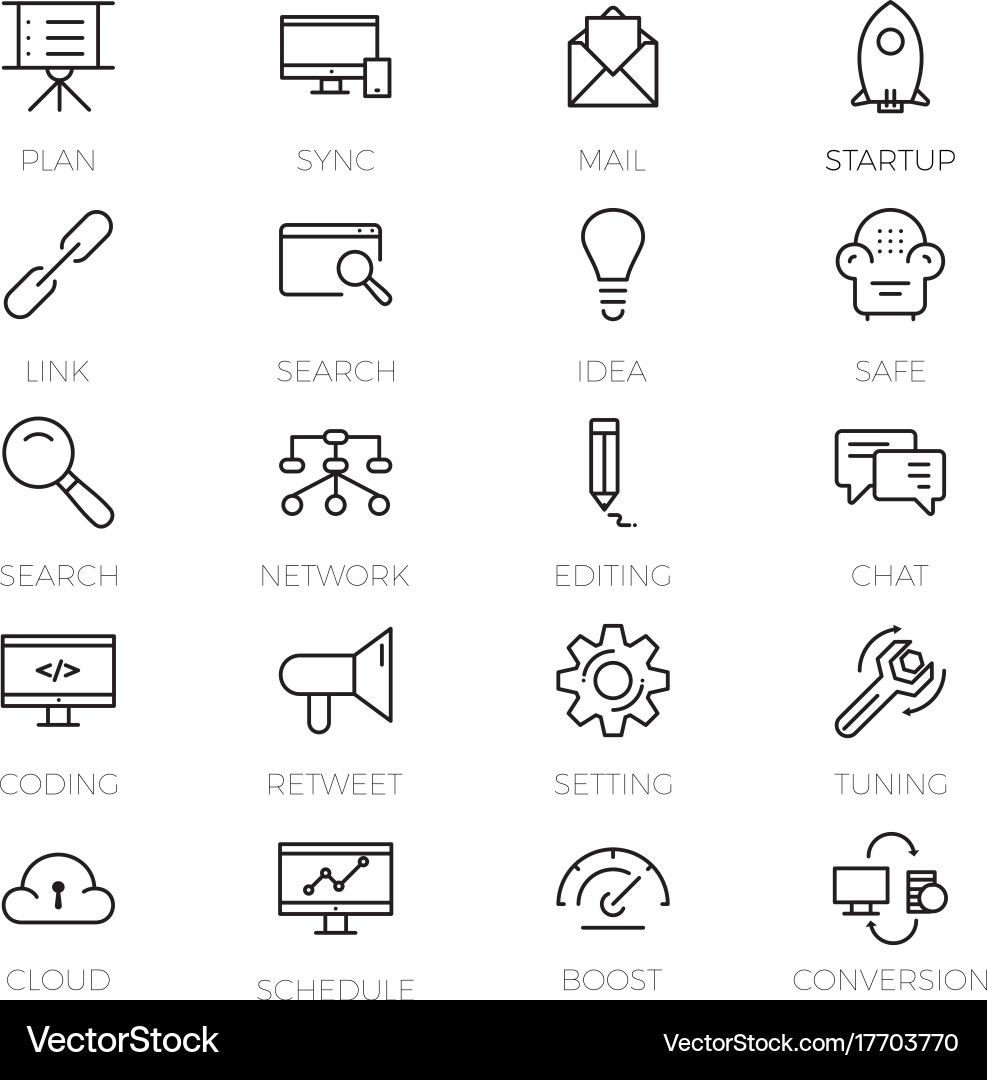 Web Development Icon Set - Outline vector image