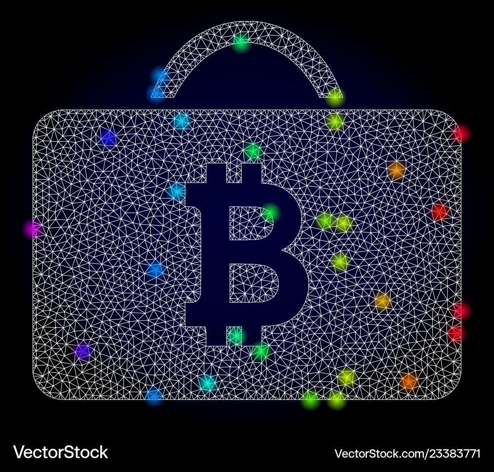 2d mesh bitcoin case with spectrum colored 2d mesh bitcoin case with spectrum colored vector image