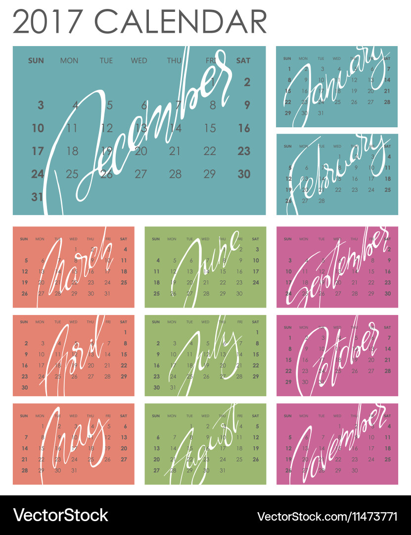 Calendar 2017 - template Royalty Free Vector Image