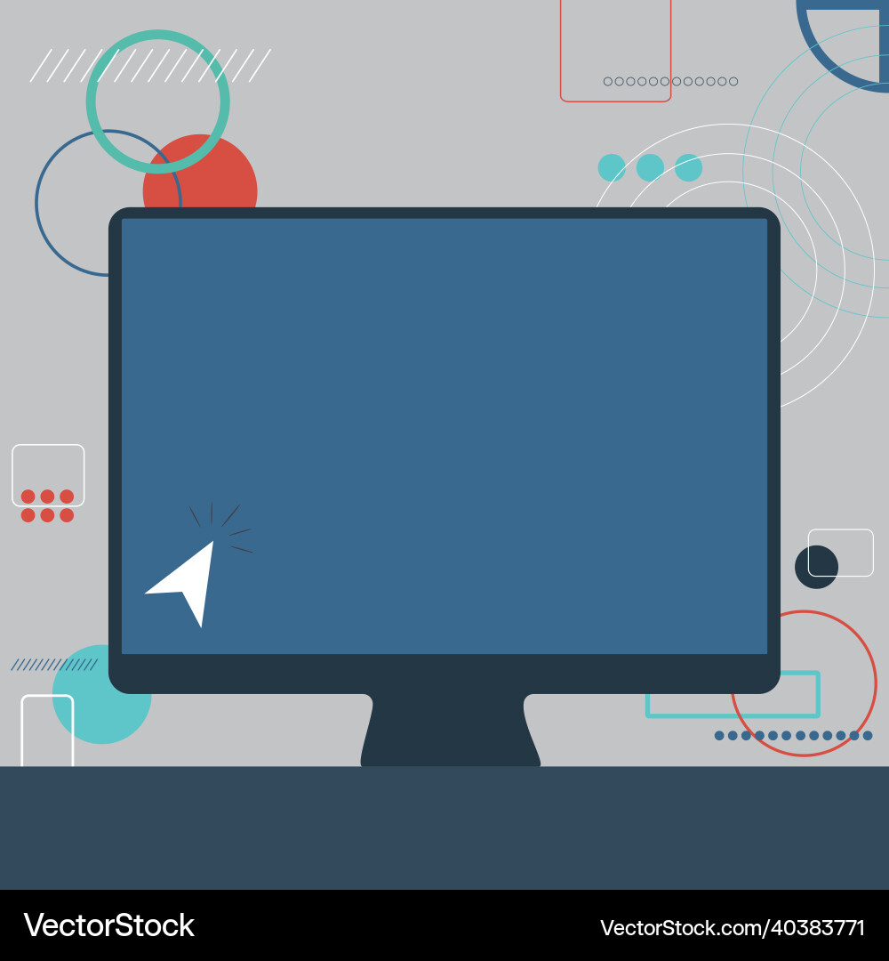 Cursor in a big blank screen monitor searching Cursor in a big blank screen monitor searching vector image