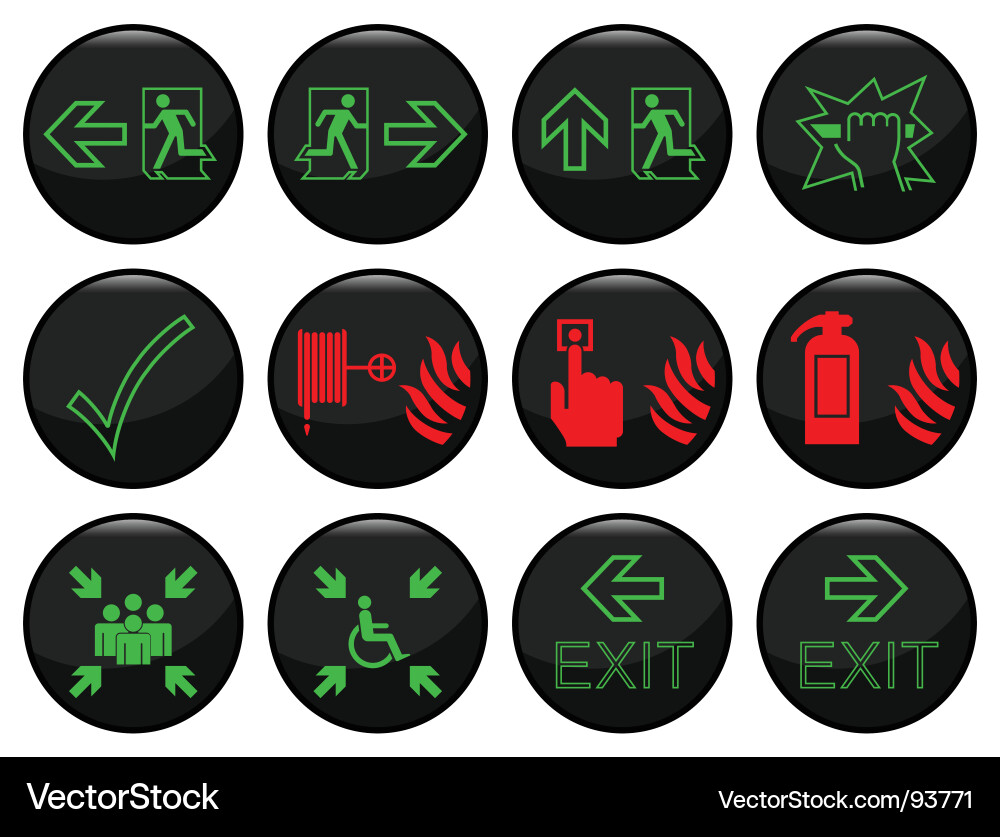 Fire Exit Icon Set Vector Image