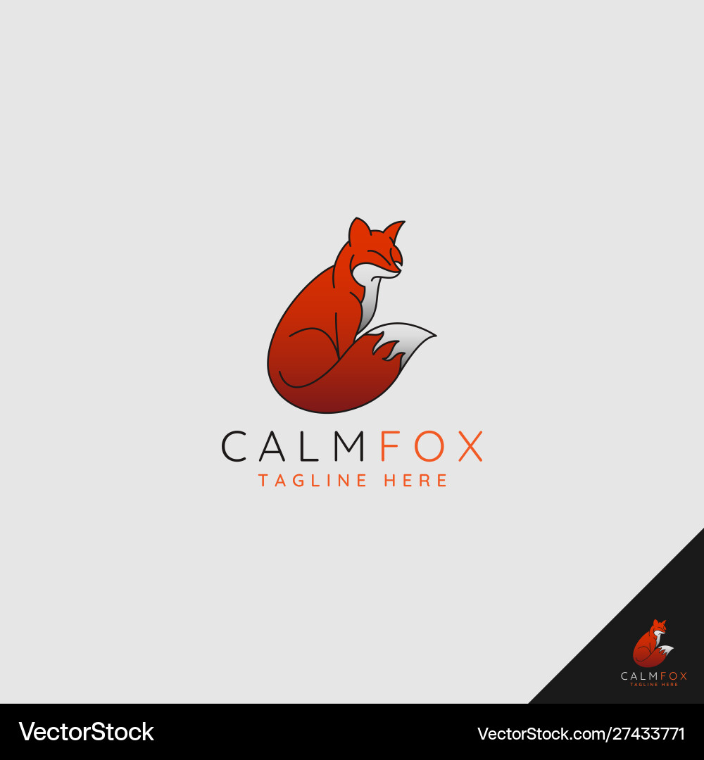 Fox logo with simple color and outline style Fox logo with simple color and outline style Vector Image