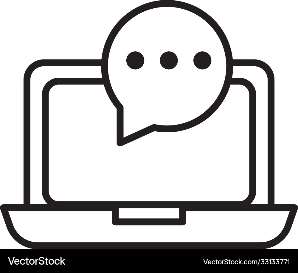 Laptop with speech bubble technical service line Laptop with speech bubble technical service line vector image