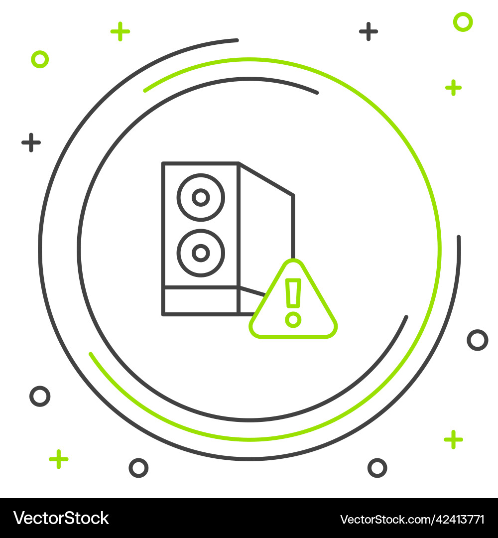 Line case of computer with exclamation mark icon Line case of computer with exclamation mark icon Vector Image