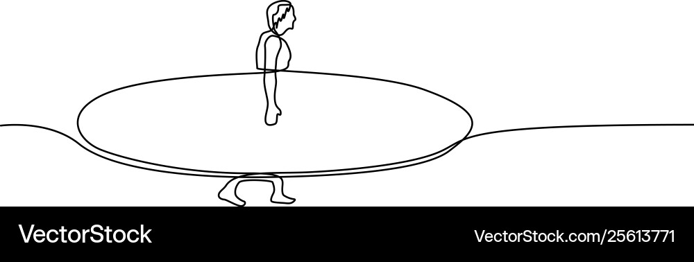 Man with Surfboard - Continuous Line Art vector image