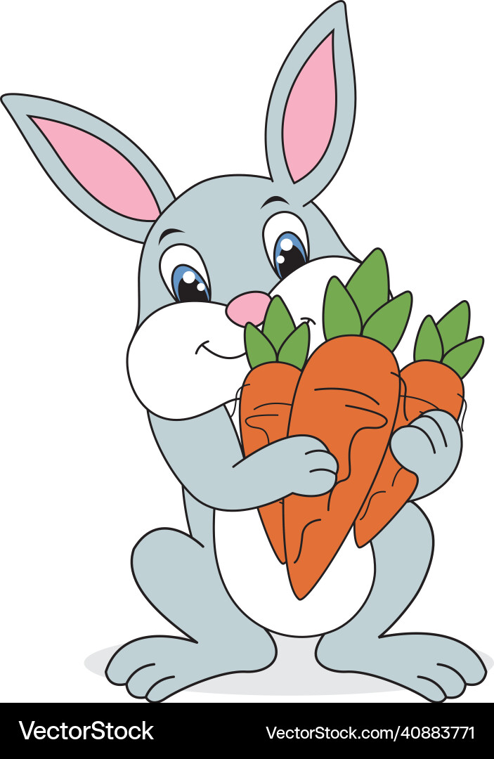 Rabbit with carrot in pose 4 vector image