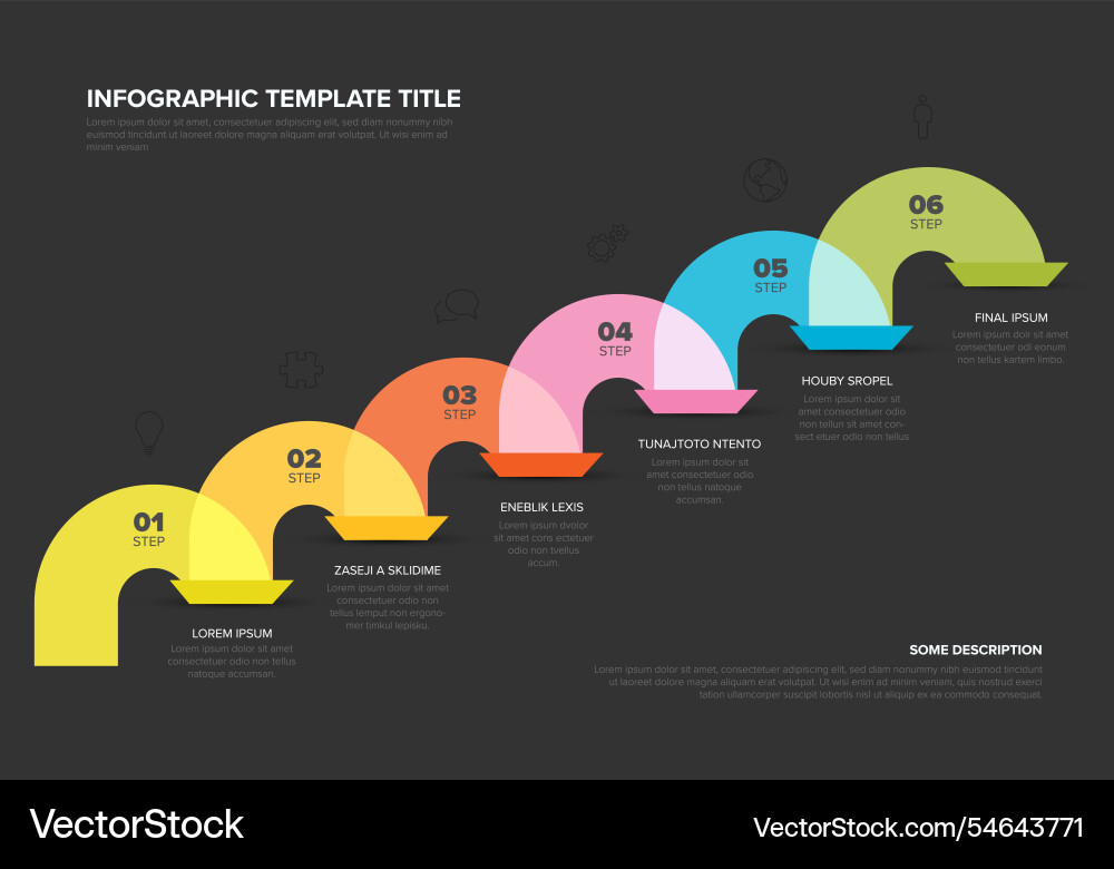 Six steps template with numbers icons description Six steps template with numbers icons description vector image