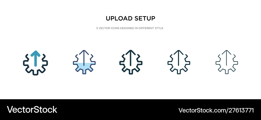Upload setup icon in different style two colored Upload setup icon in different style two colored vector image
