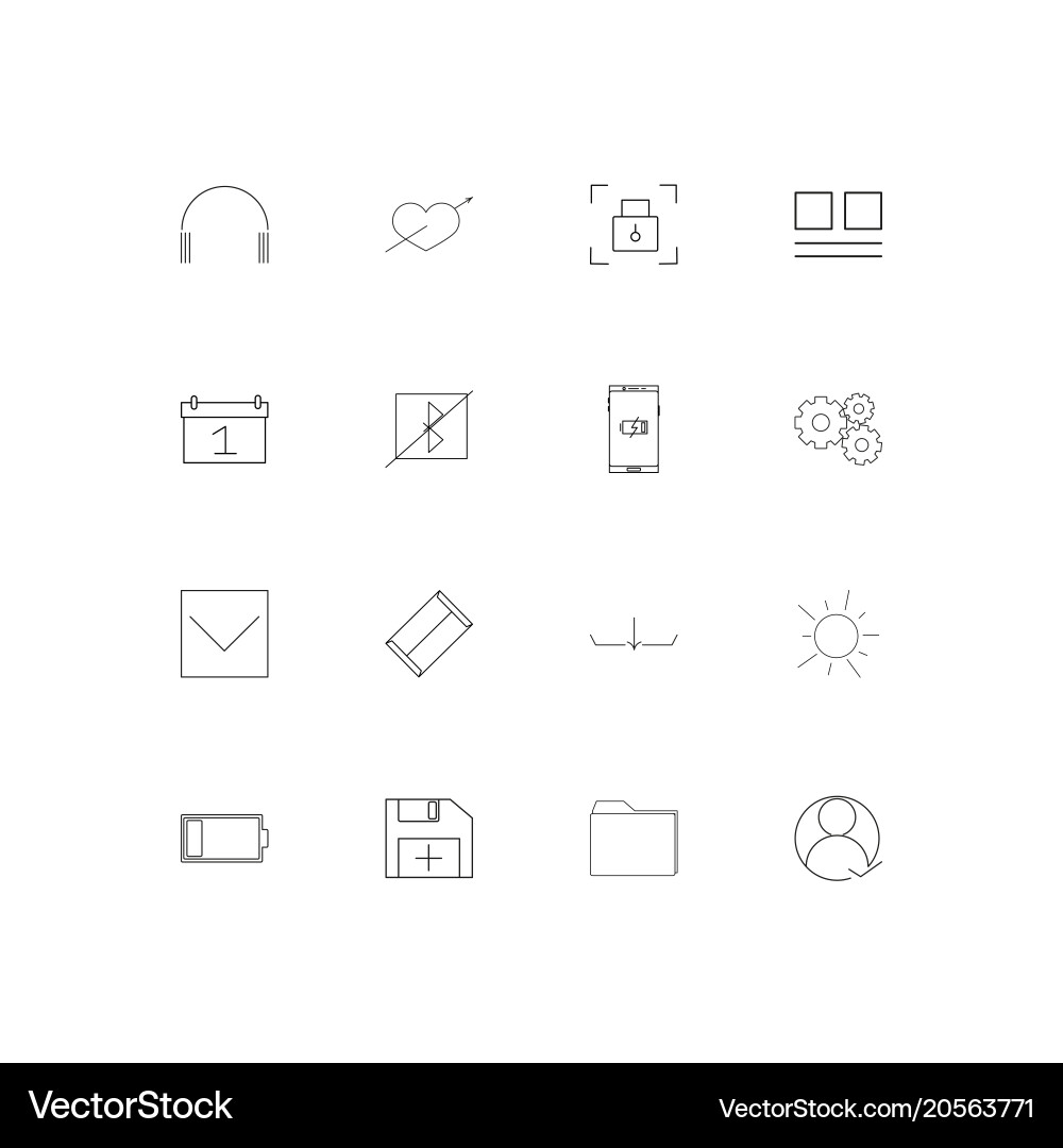 User interface simple linear icons set outlined vector image
