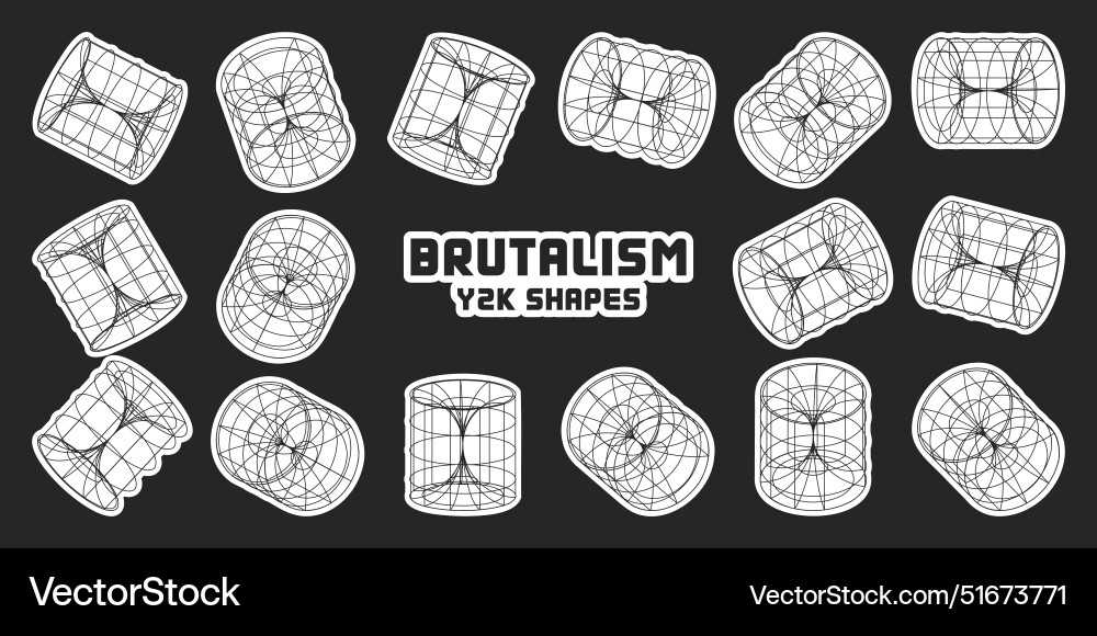 Wireframe lined shapes perspective mesh 3d grid Wireframe lined shapes perspective mesh 3d grid vector image