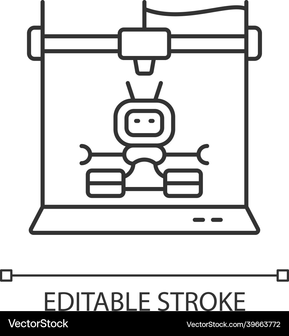 3d robots printing linear icon 3d robots printing linear icon vector image