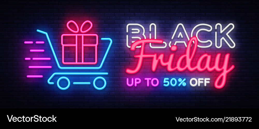 Black friday sale neon text design template Black friday sale neon text design template vector image