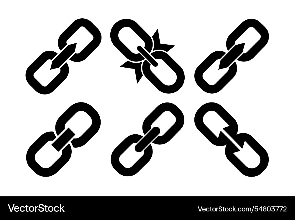 Broken chain link icons set for website design Broken chain link icons set for website design Vector Image