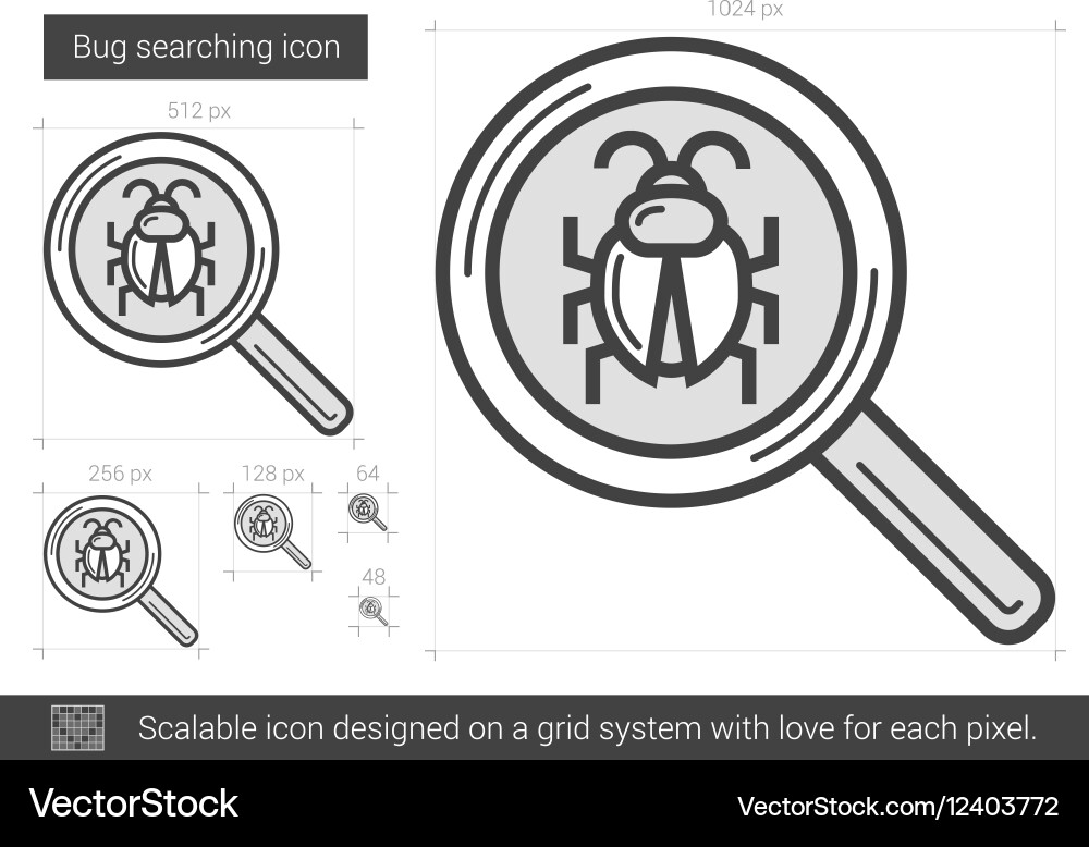 Bug searching line icon vector image