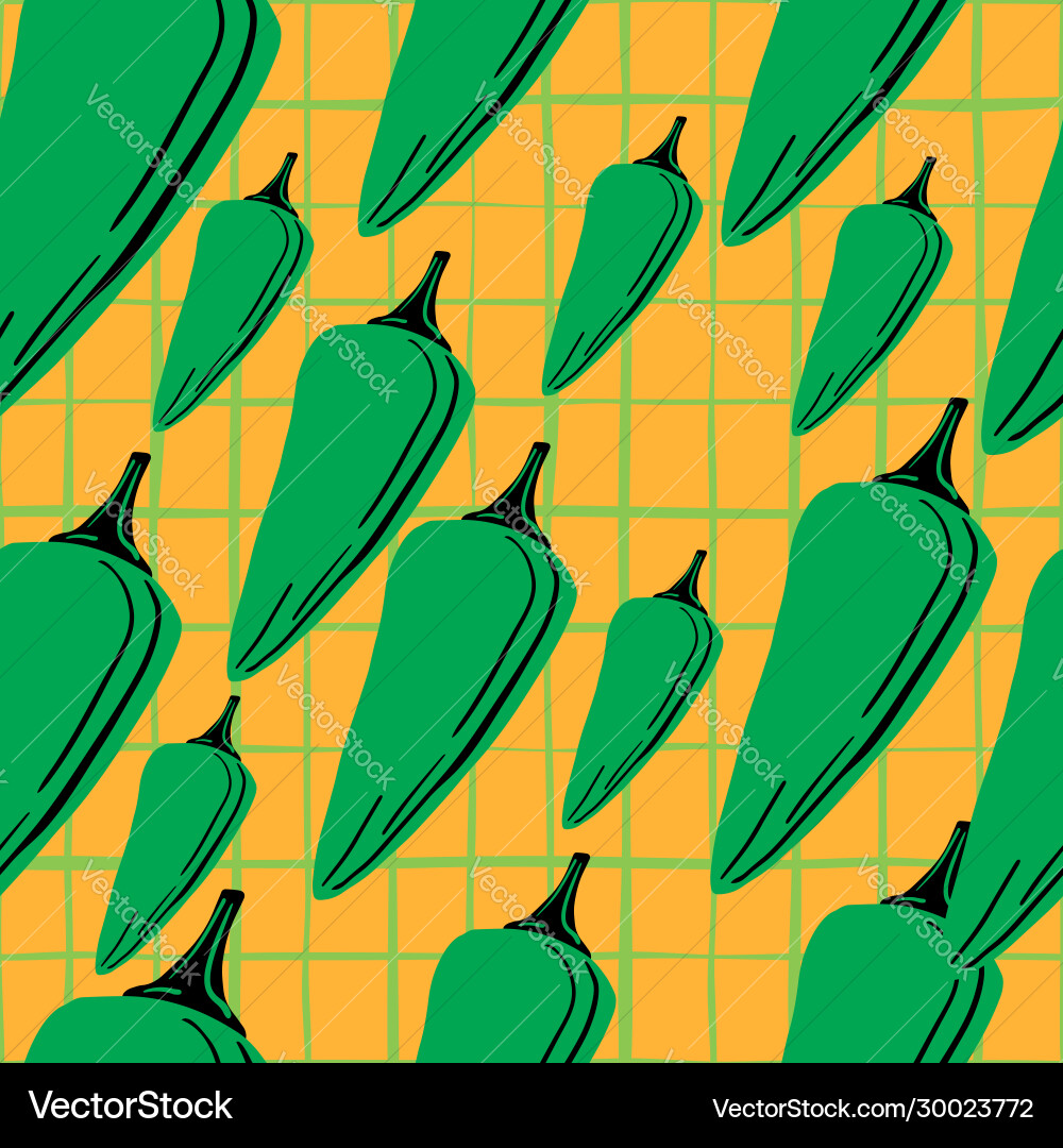 Chilli seamless pattern on stripe background Vector Image