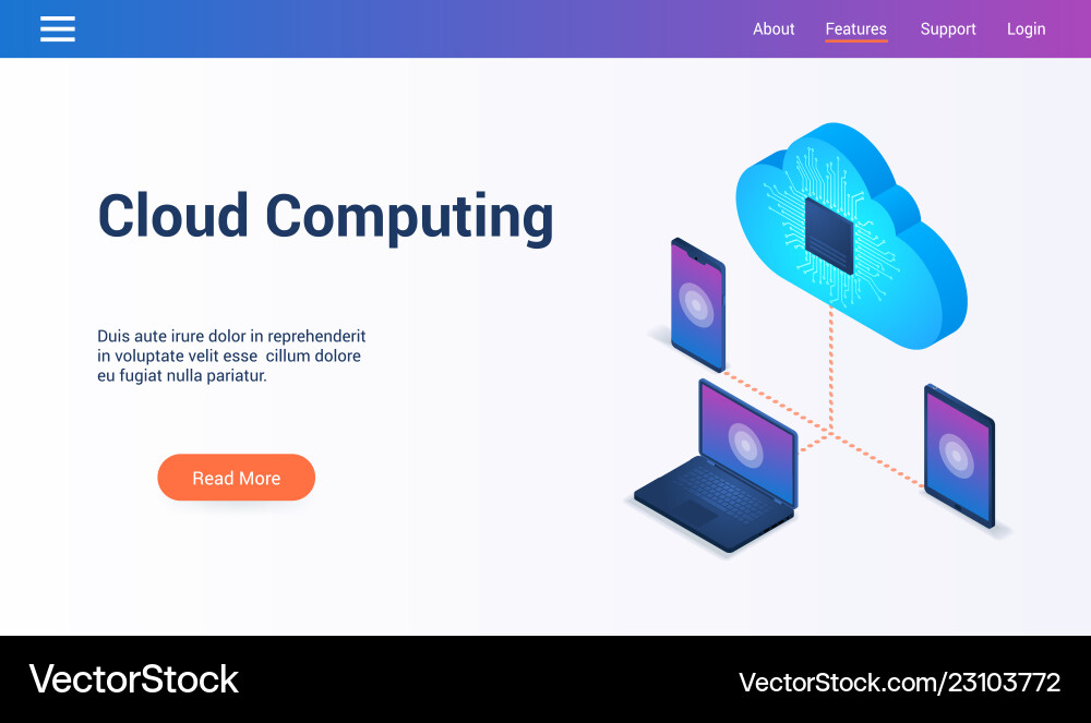 Cloud Computing 3D Isometric Template vector image