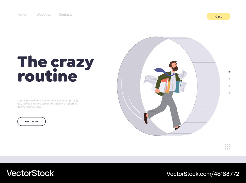 Crazy routine at work landing page design Vector Image