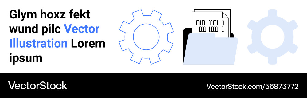 Data management with gears and binary code Data management with gears and binary code Vector Image