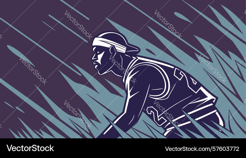 Dynamic runner with abstract speed athletic vector image