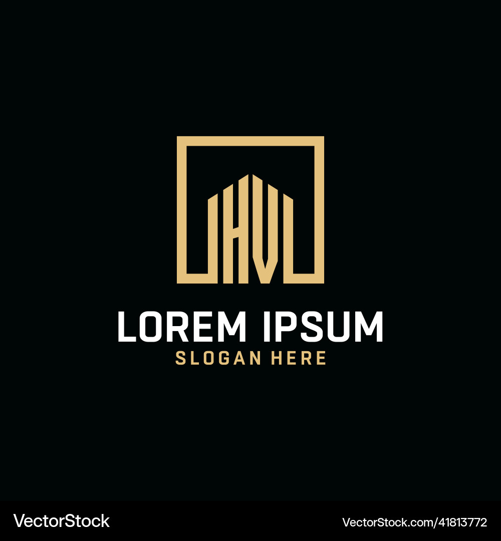 Hv initial monogram logo design with square shape Vector Image