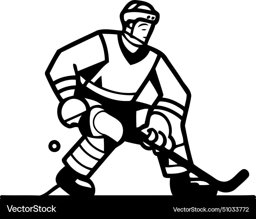 Ice hockey player line art Royalty Free Vector Image
