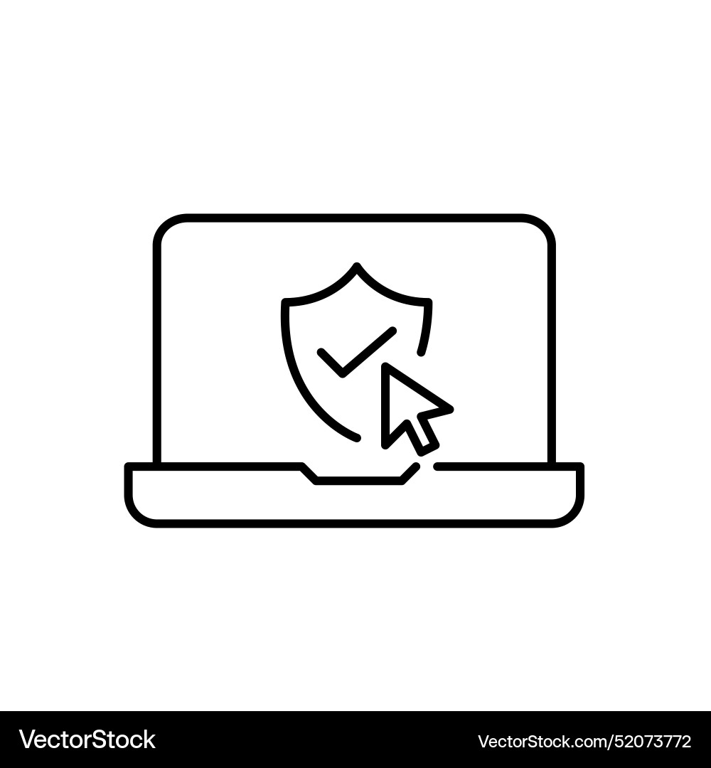 Laptop shield checkmark and mouse click Vector Image
