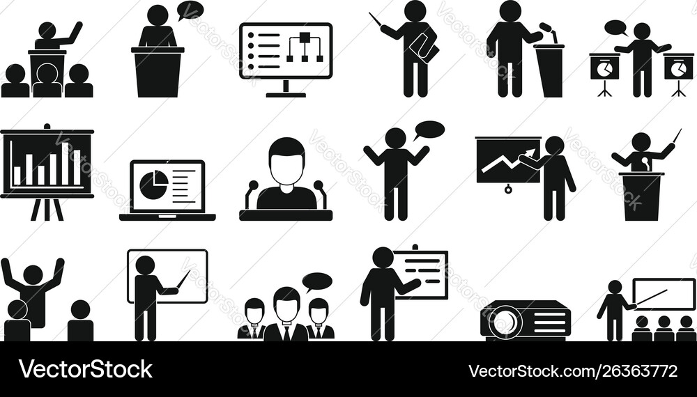 Lecture icons set simple style Vector Image