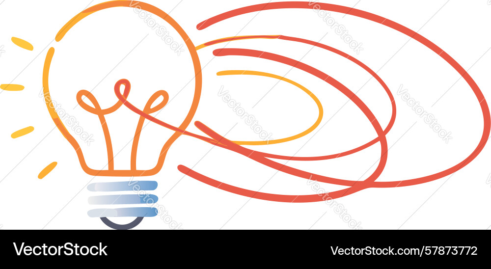 Lightbulb with abstract swirling lines Vector Image