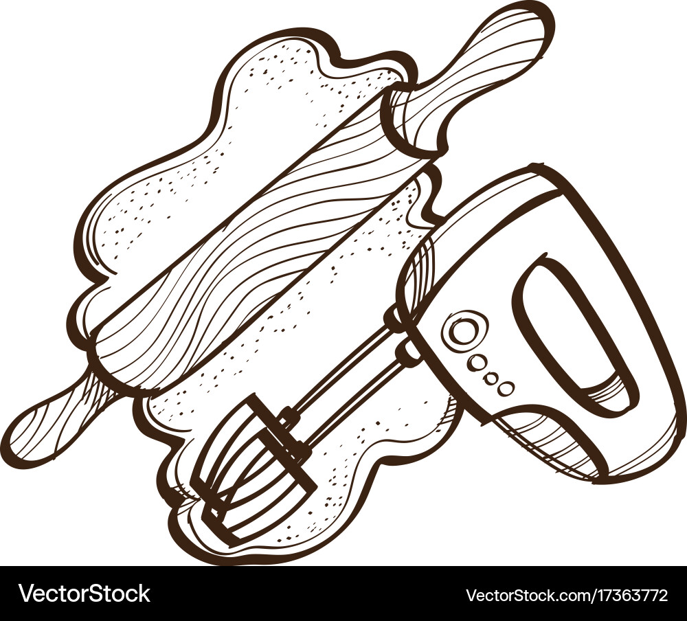 Monochrome set of rollout dough with rolling pin Vector Image