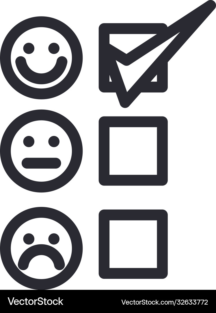 Options list with check mark and emojis line style Vector Image